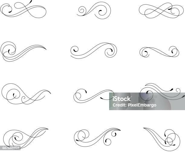 Swirl Floral Elements Stock Illustration - Download Image Now - Flourish - Art, Swirl Pattern, Vector