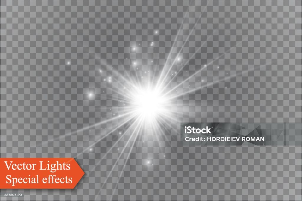 étoiles sur un fond transparent, effet de lumière, vector illustration. éclater avec paillettes - clipart vectoriel de Exploser libre de droits