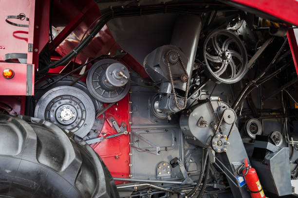 istock Mechanical gear transmission of a harvester. 667610498