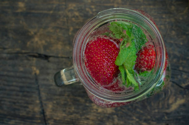 Refreshing summer drink with strawberry