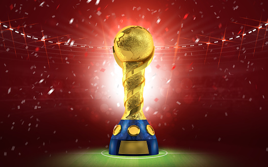 Confederations Cup. Golden trophy in the form of the globe. 2017. 3d render
