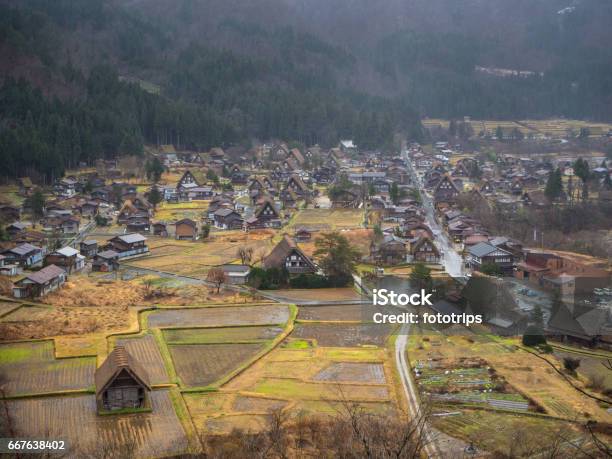 Traditional And Historical Japanese Village Shirakawago Japan December 22 2016 The View Of Traditional Japanese Village Shirakawago In Autumn Season The Unique Farmhouse Called Gassho Is World Heritage Of Japan Stock Photo - Download Image Now
