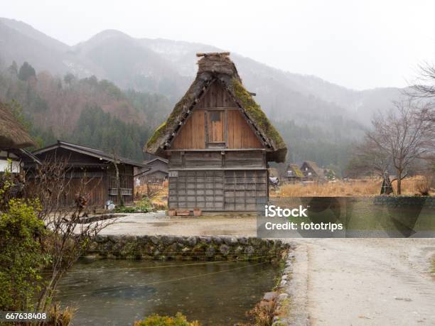 Traditional And Historical Japanese Village Shirakawago Japan December 22 2016 The View Of Traditional Japanese Village Shirakawago In Autumn Season The Unique Farmhouse Called Gassho Is World Heritage Of Japan Stock Photo - Download Image Now