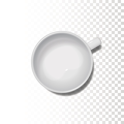 Realistic Cup Vector Illustration on Transparency Grid From Top View