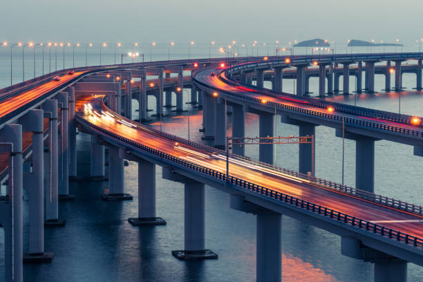 istock Dalian Cross-Sea Bridge at dusk 667660278