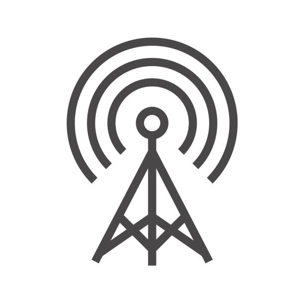 illustrations, cliparts, dessins animés et icônes de émetteur thin line vector icon. - broadcasting communications tower antenna radio wave