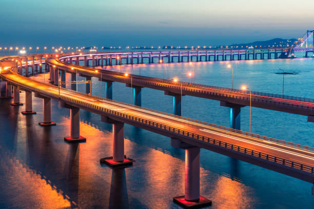 istock Dalian Cross-Sea Bridge at dusk 667667776