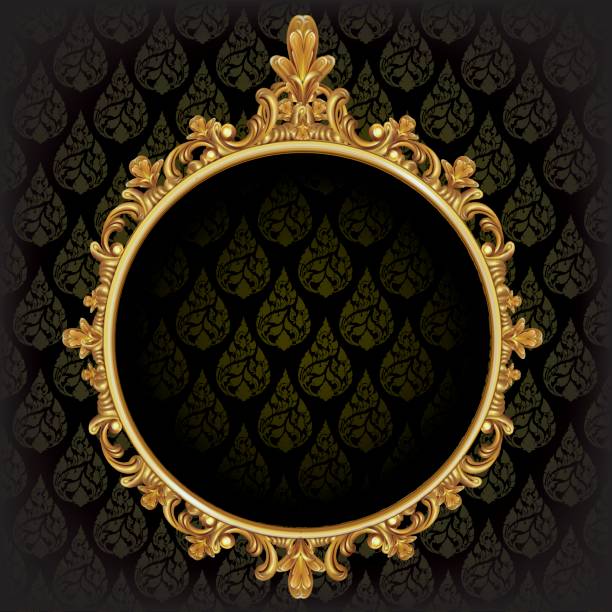 illustrations, cliparts, dessins animés et icônes de cadre miroir décor doré. vector - baroque style abstract old fashioned antique