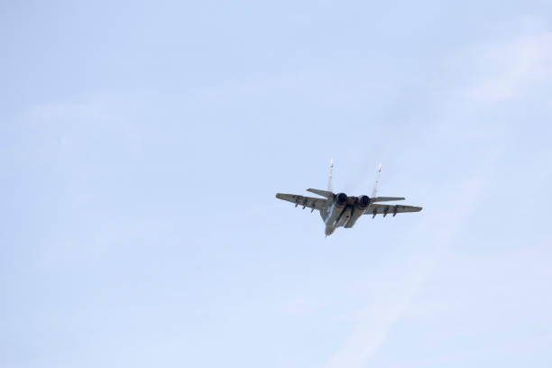 istock Serbian military airplane Mig 29 flying 667679030