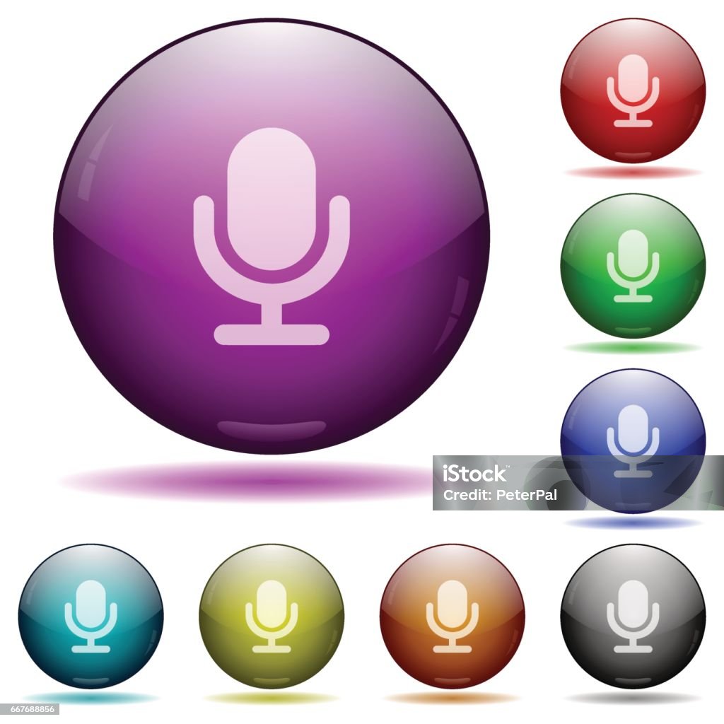 Small Mic Button Shape Microphone Glass Sphere Buttons Stock Illustration - Download Image Now ...