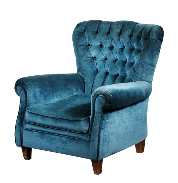 istock Blue velvet armchair 667689874