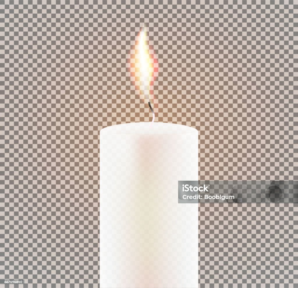 Flamme de la bougie sur fond Transparent. - clipart vectoriel de Bougie libre de droits