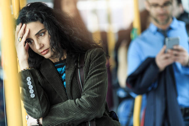 istock Pensive young woman traveling with bus 667709734