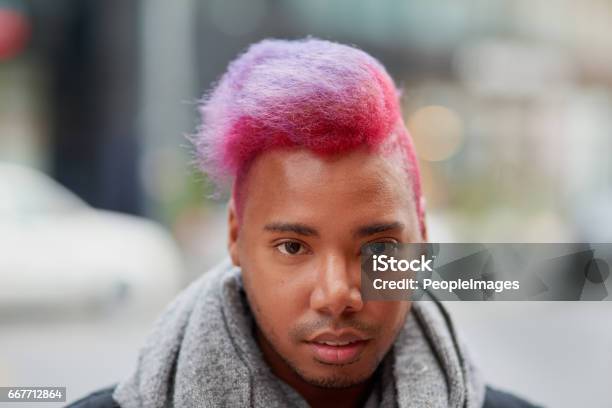 I Like My Hairstyle To Stand Out From The Crowd Stock Photo - Download  Image Now - Men, Hair, Dyed Hair - iStock