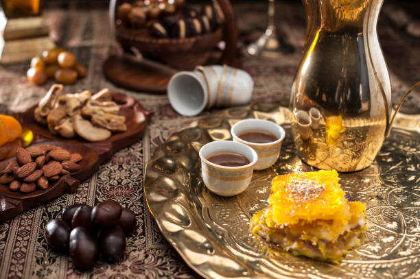 istock Traditional Arabian coffee, nuts and sweets 667715502