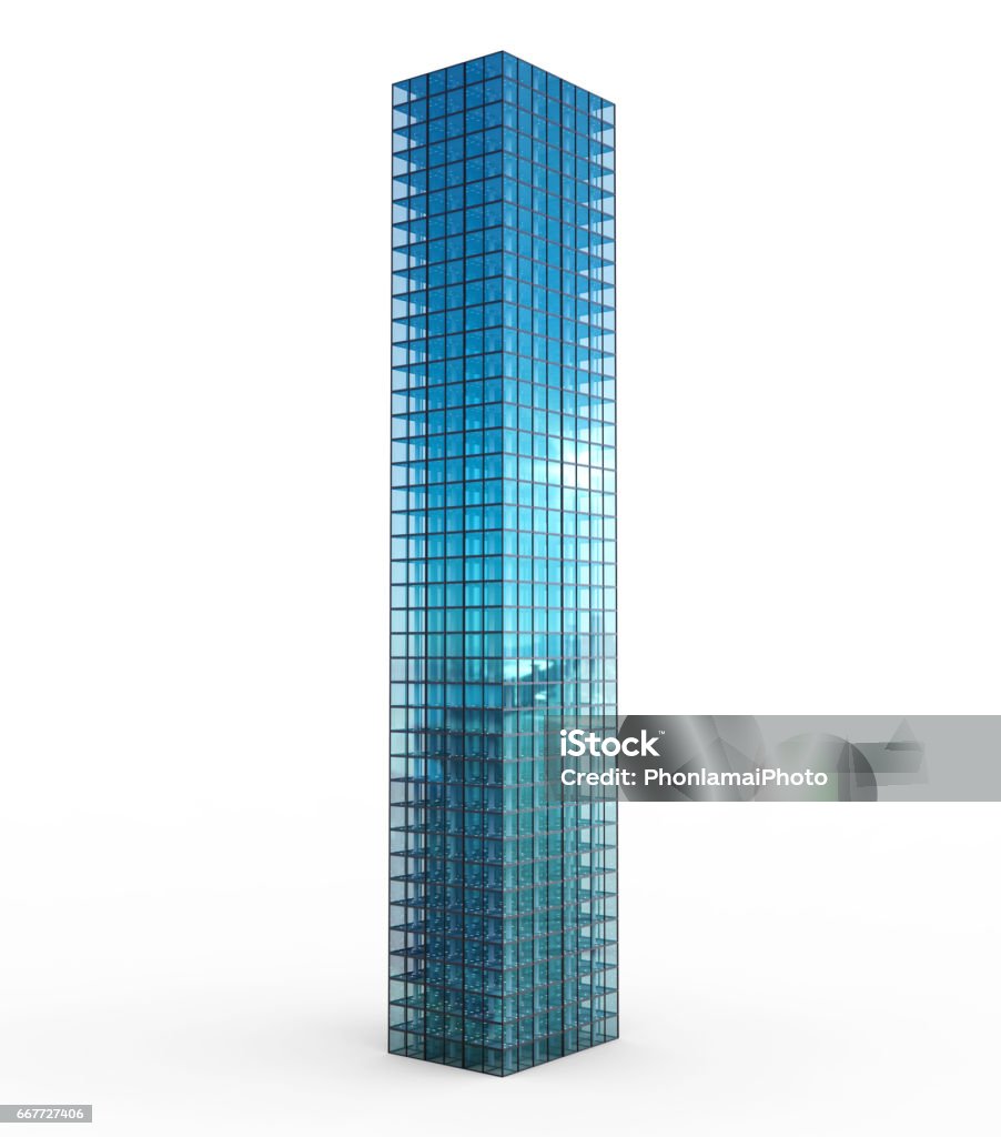 highrise building isolated on white 3d rendering highrise building isolated on white Skyscraper Stock Photo