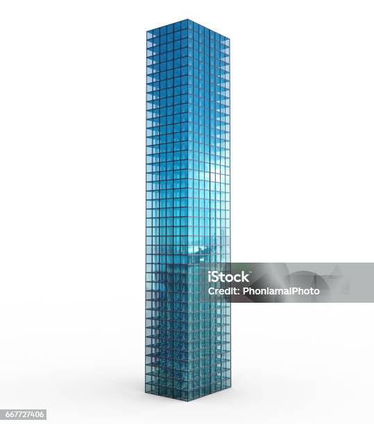 Highrise Building Isolated On White Stock Photo - Download Image Now - Skyscraper, White Background, Office Building Exterior
