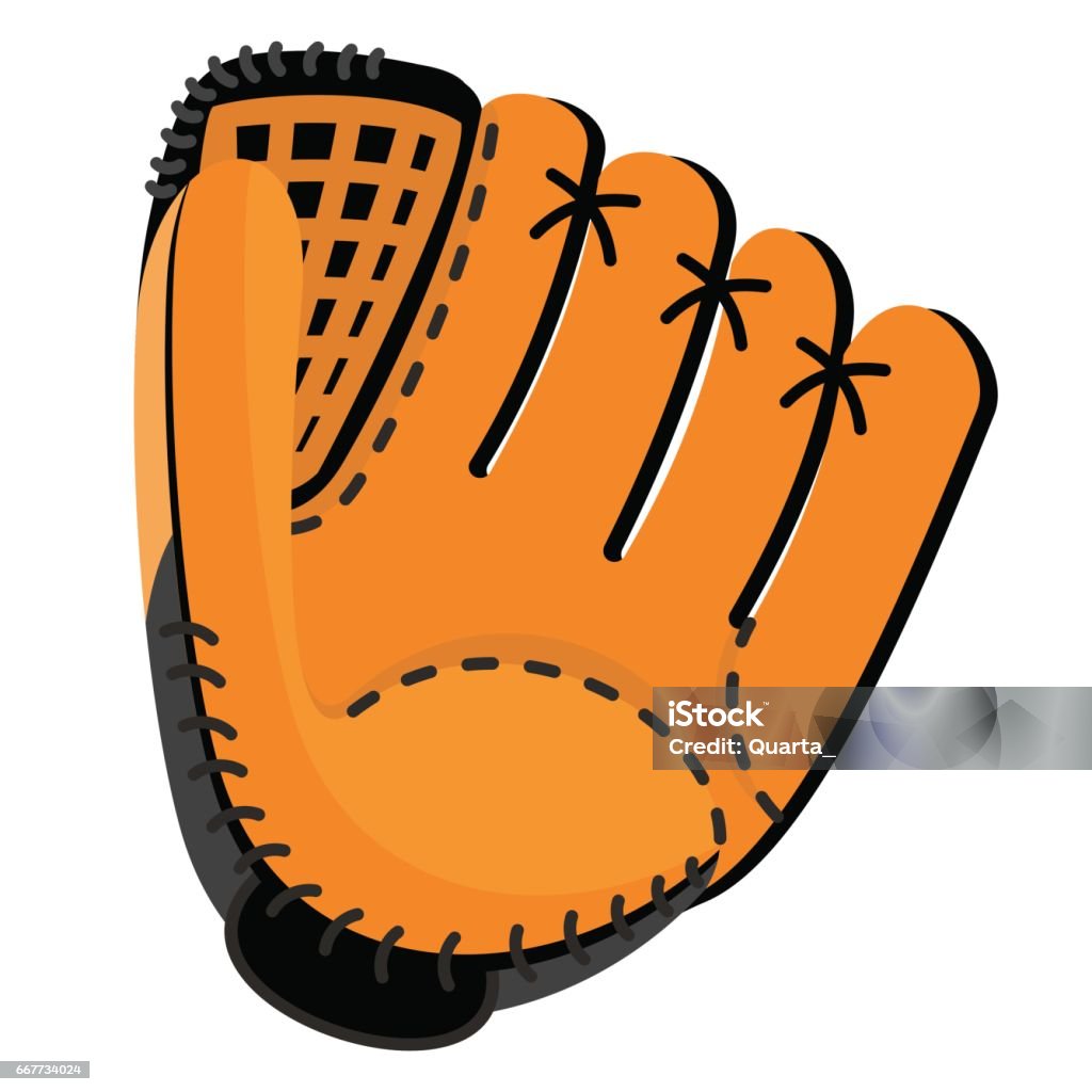 leather baseball glove Baseball equipment. Leather softball glove. Flat vector cartoon illustration. Objects isolated on a white background. Baseball Team stock vector