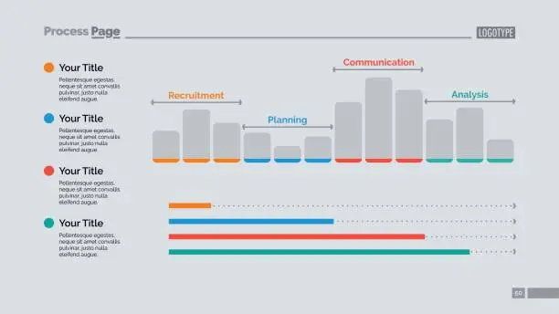 Vector illustration of Twelve Month Bar Chart Slide Template