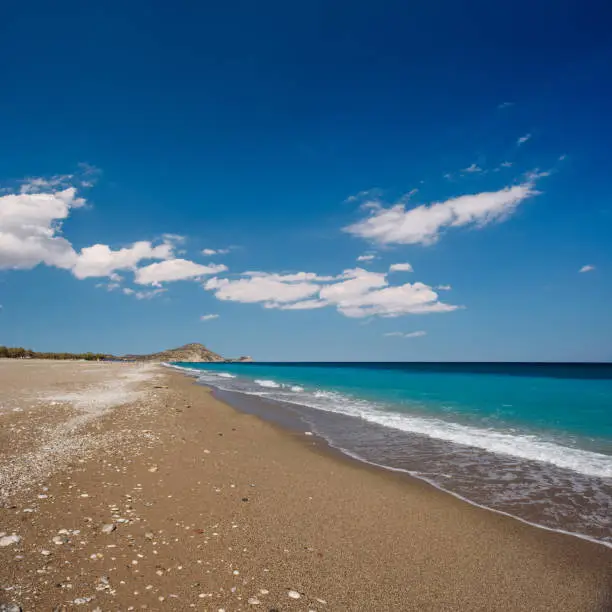 Sandy Afandou beach on Rhodes, Greece