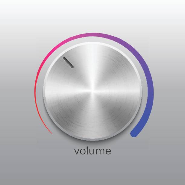 닦 았 금속 크롬 질감 및 색상 규모와 음악 노브 - interface icons volume volume knob stainless steel stock illustrations