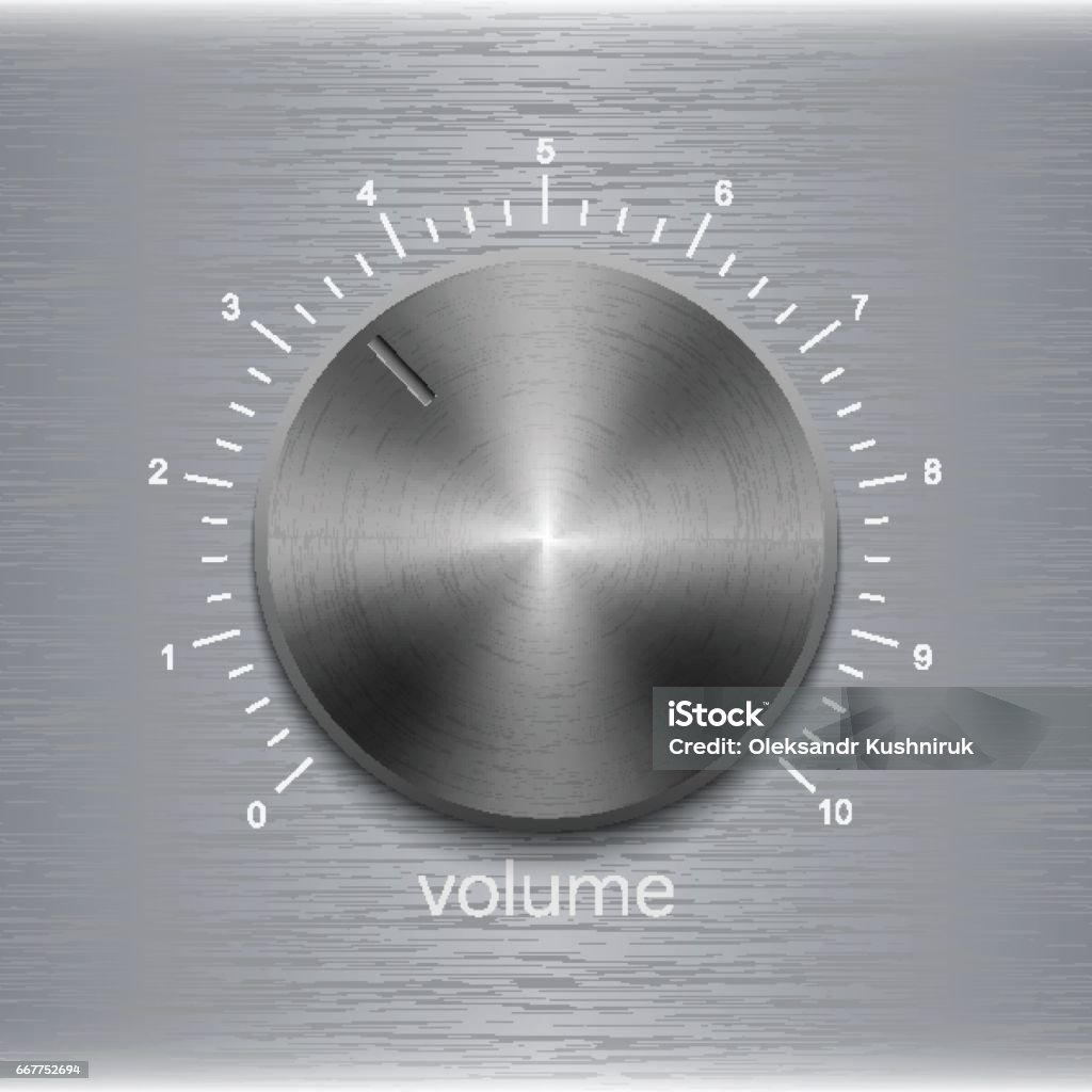 Volume Scale Download Volume Button With Dark Metal Steel Brushed Texture And Number Scale ...