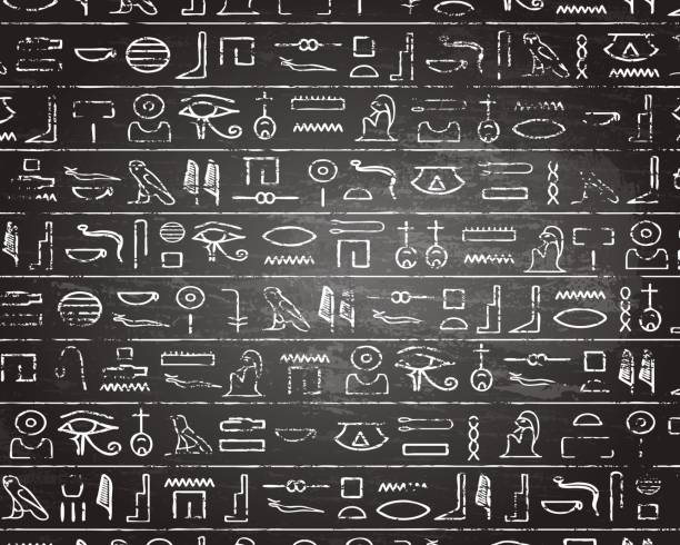 Hieroglyphics Blackboard Background Egyptian hieroglyphics on blackboard background hieroglyphics stock illustrations