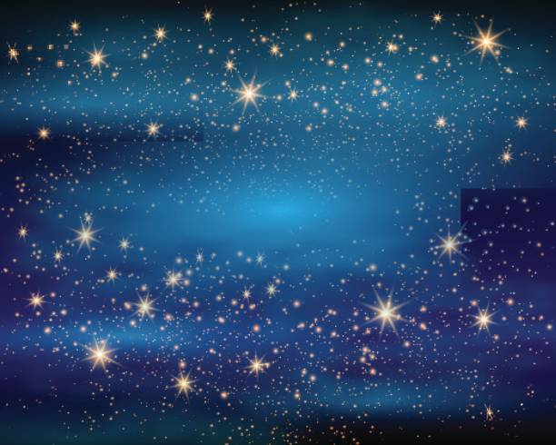 magischer raum. feenstaub. unendlichkeit. abstrakte universum hintergrund. blaue gog und leuchtenden sternen. vektor-illustration - star star shape sky night stock-grafiken, -clipart, -cartoons und -symbole