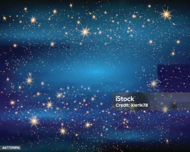 Magic Space Fairy Dust Infinity Abstract Universe Background Blue Gog And Shining Stars Vector Illustration Stock Illustration - Download Image Now