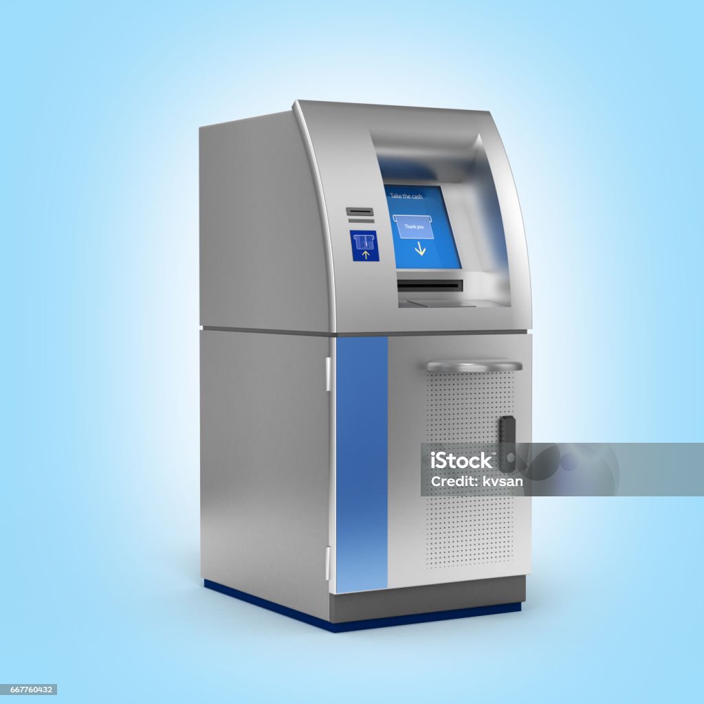 Cash Machine Bank Atm Bank Cash Machine Without Shadow On Blue Gradient Background 3d ...