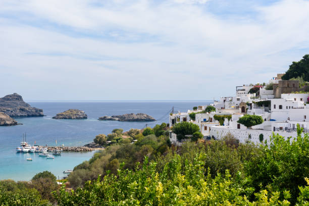 istock Lindos bay on cludy day, Rhodes 667767468