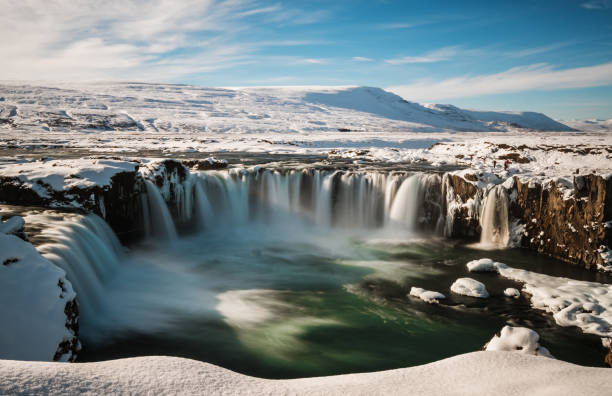 istock Landscaped, Godafoss water fall at winter in Iceland 667778646