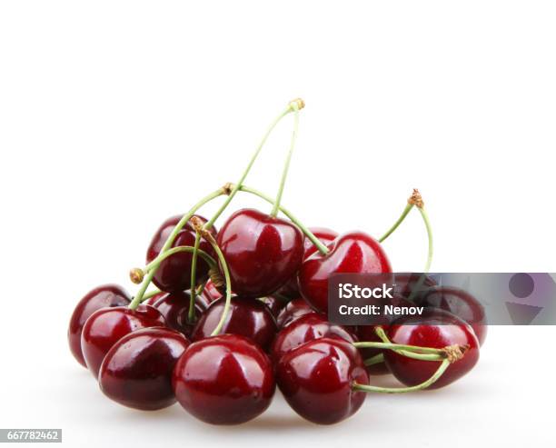 Sweet Cherry Isolated On White Stock Photo - Download Image Now - Cherry, White Background, Cut Out