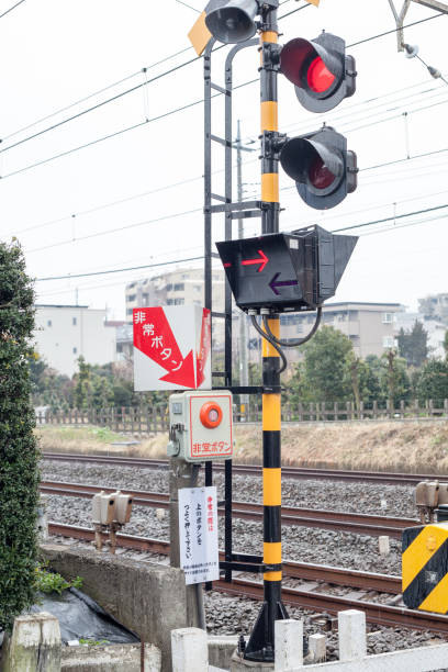 istock Japanese emergency button at the railroad crossing 667790674