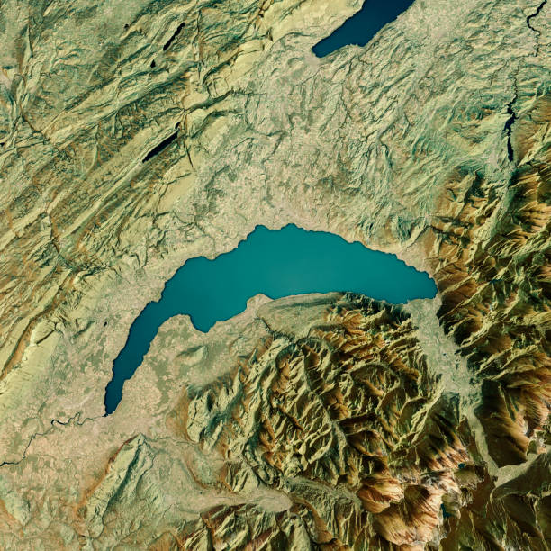 istock Lake Geneva 3D Render Satellite View Topographic Map 667794908