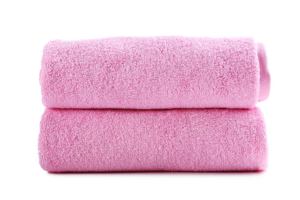 istock Pink towel isolated on a white background 667810344