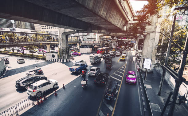 우르바노 교통 - asia asphalt bangkok blurred motion 뉴스 사진 이미지