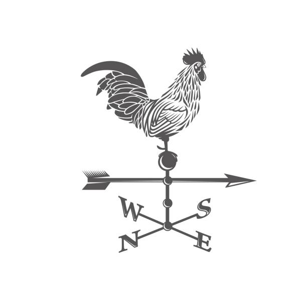 флюгер. петух. - weather vane stock illustrations