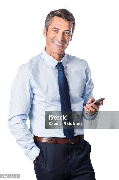 Business Man Using Phone Stock Photo - Download Image Now - Businessman, White Background, Cut Out