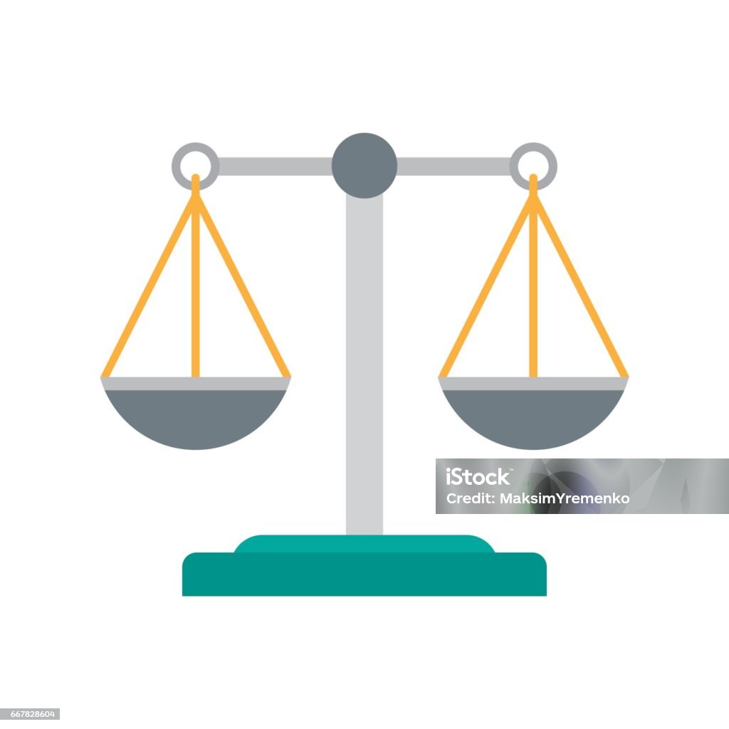 Scales of justice icon. Scales of justice icon. Empty scales. Law balance symbol. vector illustration. Equal-Arm Balance stock vector