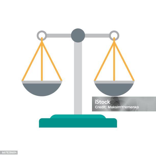 Scales Of Justice Icon Stock Illustration - Download Image Now - Equal-Arm Balance, Weight Scale, Illustration