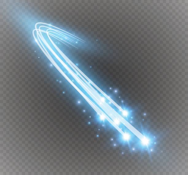 ilustraciones, imágenes clip art, dibujos animados e iconos de stock de vector abstracto brillante estrella luz efecto mágico de la borrosidad de neón de curvado - blurred motion abstract electricity power line