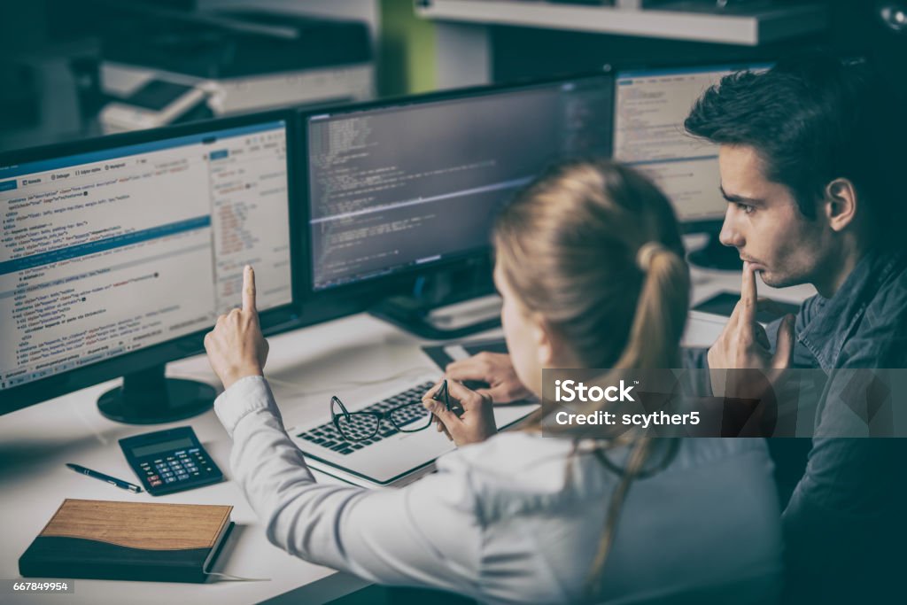 Website design. Developing programming and coding technologies. Developing programming and coding technologies. Website design. Cyber space concept. Teamwork Stock Photo