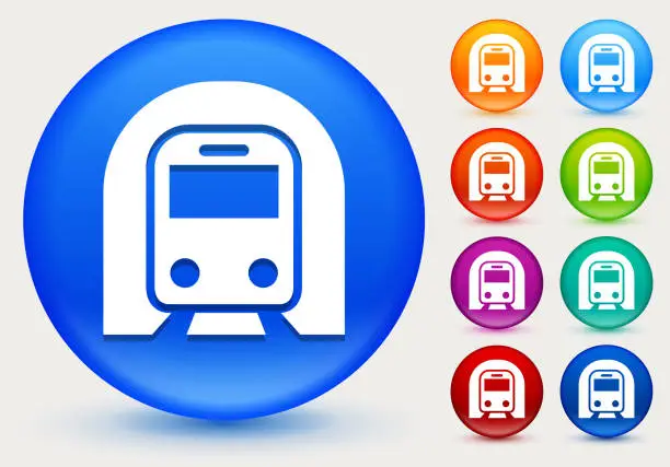Vector illustration of Subway Tunnel Icon on Shiny Color Circle Buttons