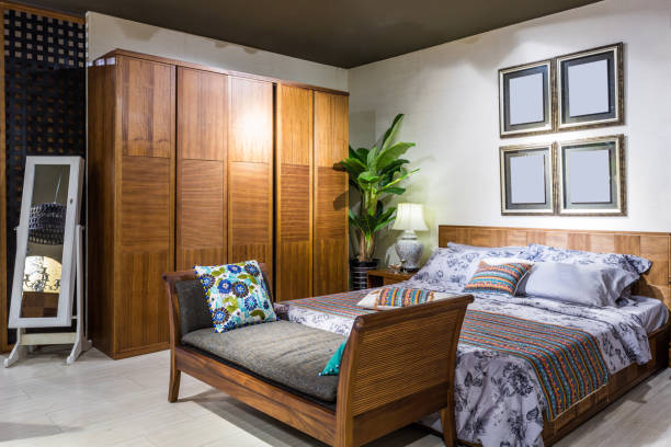 istock Furniture show bedroom, double bed 667858024