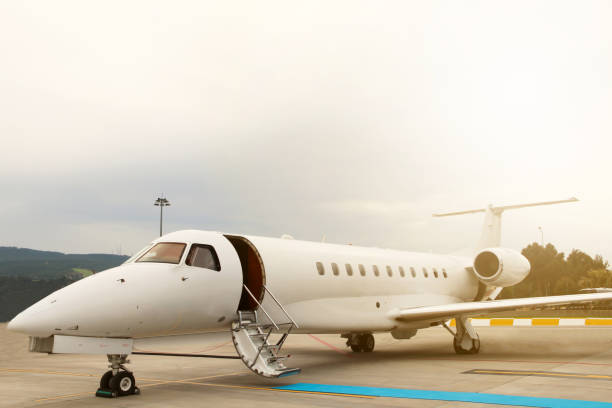 istock Private Jet On Airport Runway 667858436