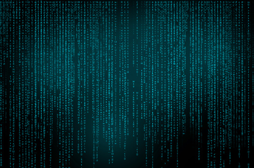 Abstract Technology Background. Binary Computer Code. Programming / Coding / Hacker concept. Vector Background Illustration.