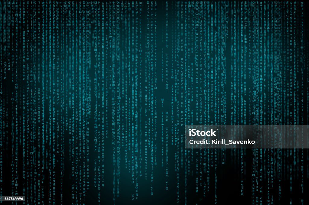 Abstract Technology Background. Binary Computer Code. Programming / Coding / Hacker concept. Vector Background Illustration. Backgrounds Stock Photo