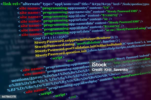 Program Source Code On Monitor Screen Stock Photo - Download Image Now ...