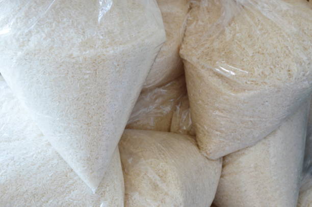 istock Thai jasmine rice paddy packing in plastic bag 667865392